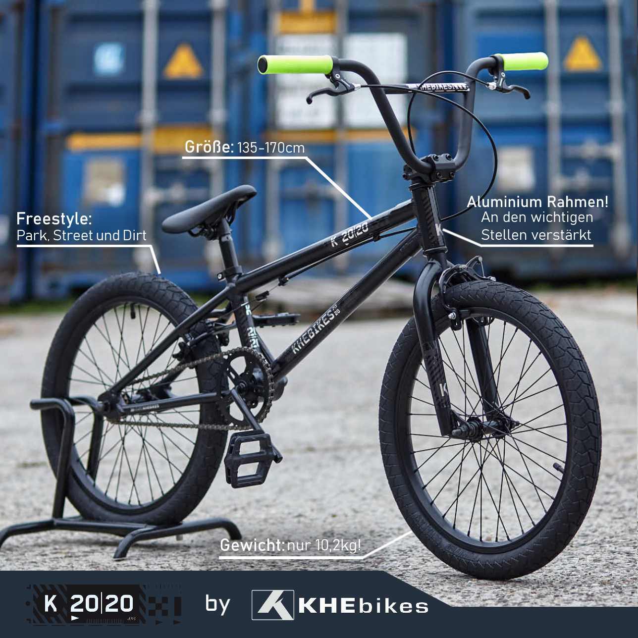 KHE BMX Fahrrad Barcode 20.20 Aluminium Edition schwarz 20 Zoll nur 10,2kg! 