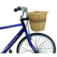 Wicker Bike Basket Front w/ Bracket For Fitting On Handlebar HT-025 Dia. 22.2-31.8 mm