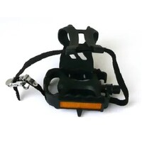 Pedals MTB Polypropylene (PP) 9/16" Axle w/Toe Clip and Strap (Attached)