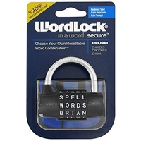 Pad Lock- Wordlock Resettable Word Combination Black/Silver/Pink