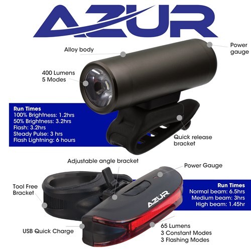Lightset AZUR Mars USB Rechargeable  400/65 Lumens Lightset AZUR Mars USB Rechargeable  400/65 Lumens