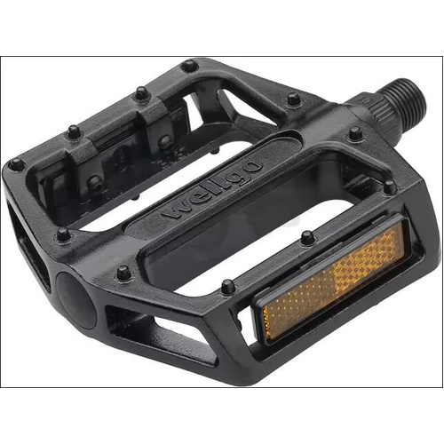 Alloy Wide Body BMX Platform Pedals 9/16" Steel Axle with Reflectors – Black Pedals Alloy Wide Body Platform 9/16" Axle BMX with AS Reflectors Black