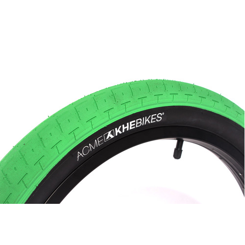 KHE BMX Bike Tyre ACME, 20" x 2.40", Green-Black Sidewall 