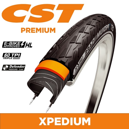 CST Tyre Xpedium - 700 x 32 - Wire 60 TPI Single Compound - Defender Rebound 3mm - Reflective Strip CST Tyre Xpedium - 700 x 32 - Wire 60 TPI Single Compound - Defender Rebound 3mm - Reflective Strip